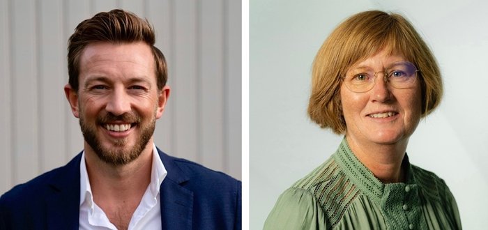 Ole Mossin Mohn Olesen, viseadministrerende direktør i Eiendomsfinans, og Unni Ussvær, kredittanalytiker i Handelsbanken.