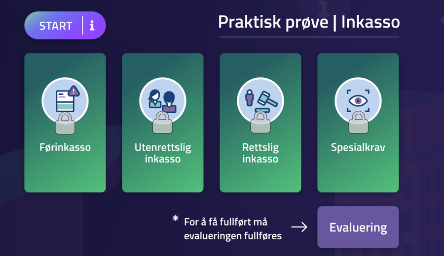 Illustrasjon praktisk prøve for Inkasso.